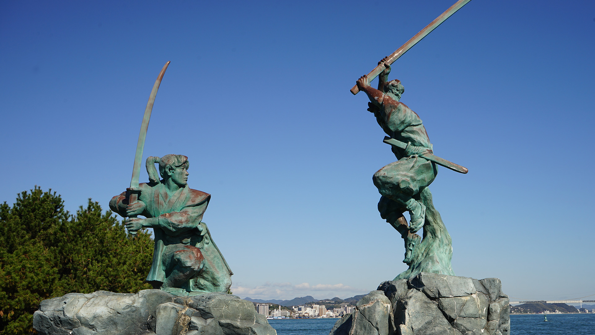山口県下関市 宮本武蔵 佐々木小次郎 像